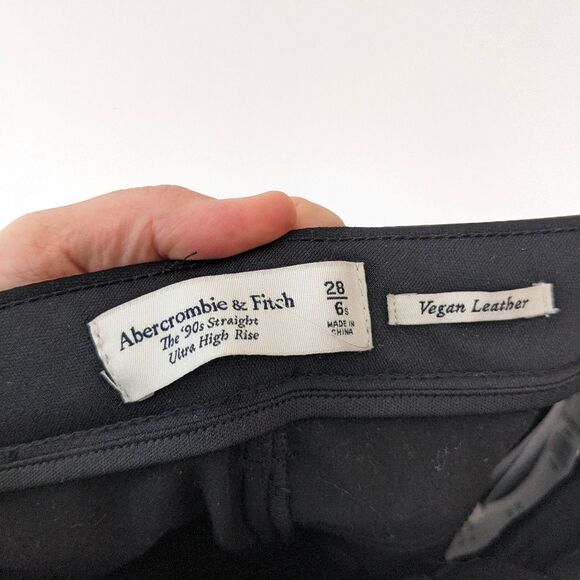 Abercrombie & Fitch Vegan Leather 90’s Straight Ultra High Rise size 6/28 NEW - Picture 7 of 8